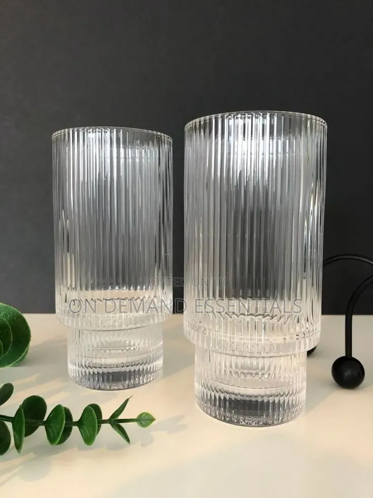 6pc Elegant Ribbed Glass Tumbler
