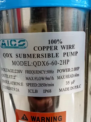 Aico QDX6 -60-2hp Submersible Pump 100%copper