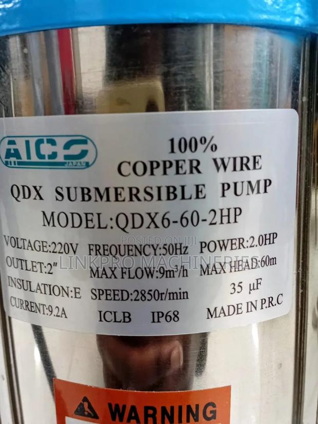 Aico QDX6 -60-2hp Submersible Pump 100%copper - thumbnail 2
