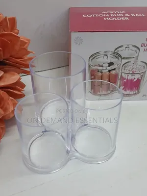 3 in 1 Acrylic Round Cotton Swab Holder/ Makeup Brush Holder
