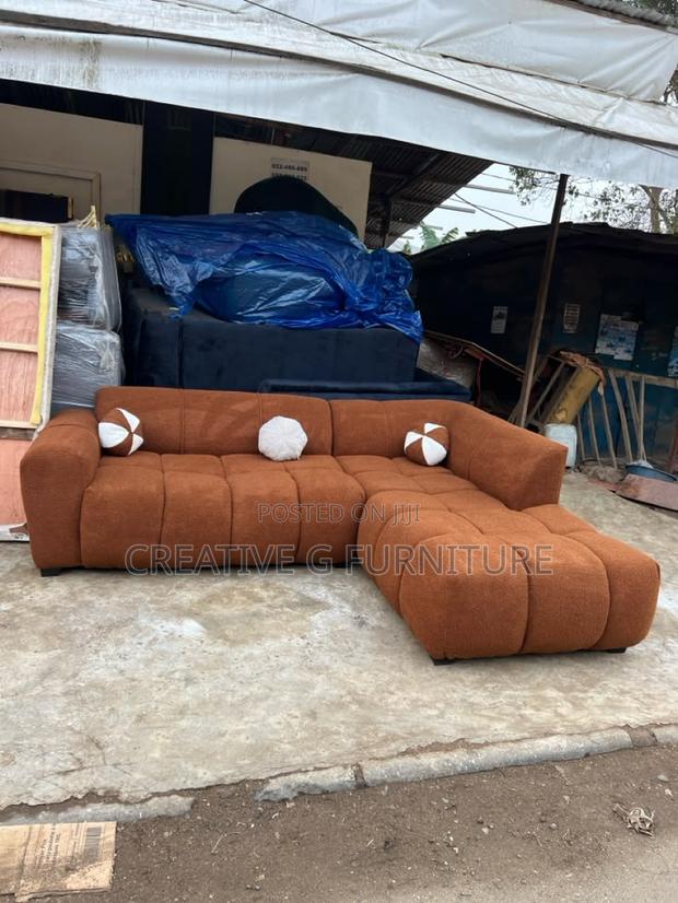6‐Seater L‐Shaped Burnt Orange Sofa - thumbnail 2