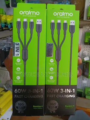 Oraimo DuraLine 4 (Model OCD-118MCL) 3-in-1 Fast Charging Cables.