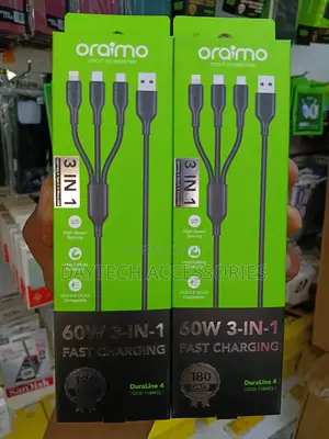 Oraimo DuraLine 4 (Model OCD-118MCL) 3-in-1 Fast Charging Cables.