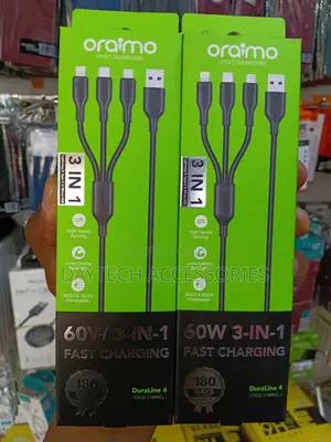 Oraimo 60W 3-in-1 Fast Charging Cable – Type-C, Lightning Micro USB