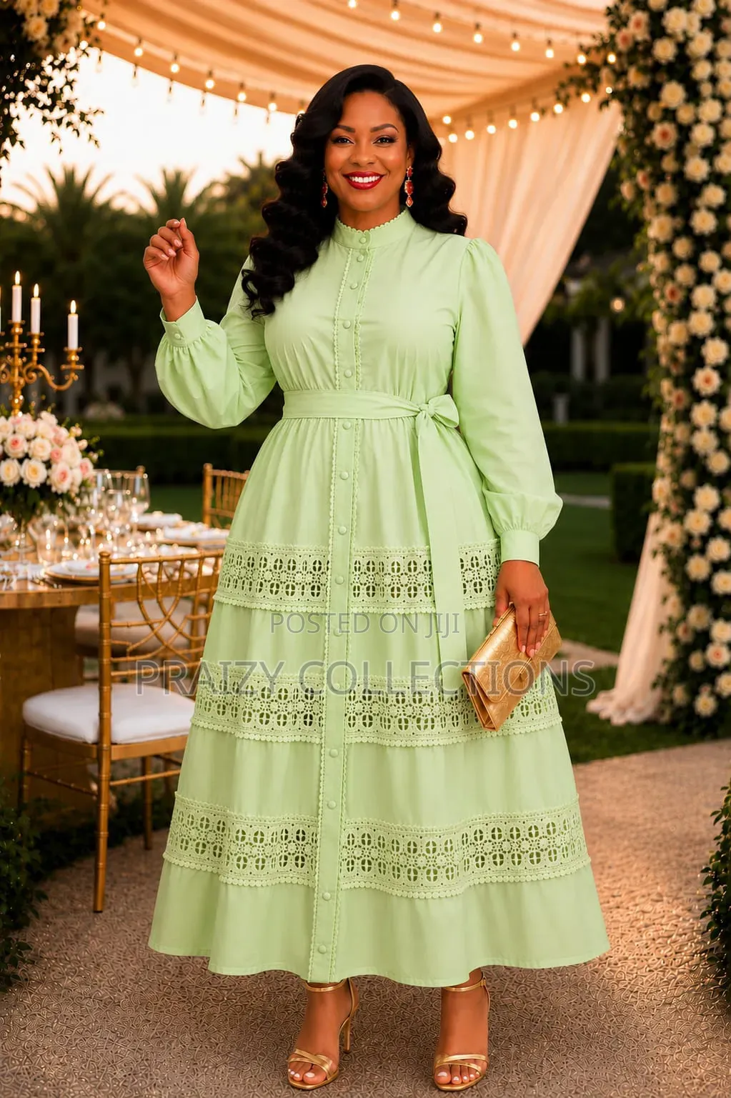 Elegant Lace Panel Maxi Dress