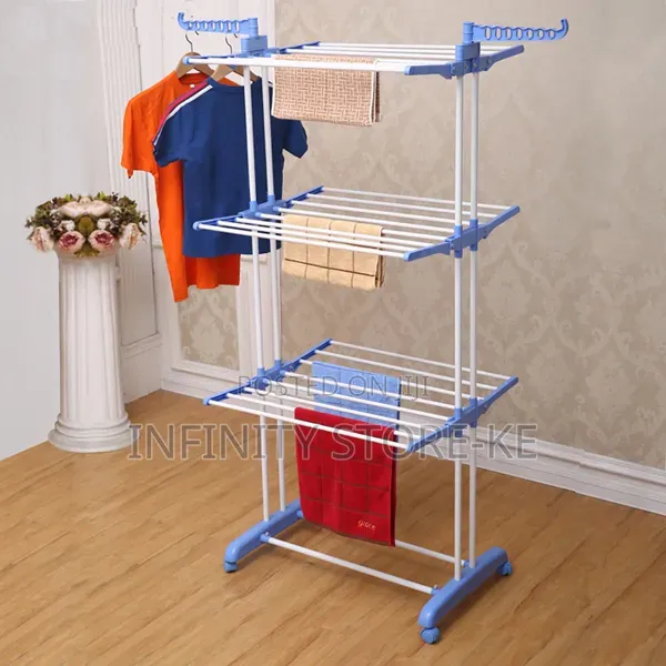 3tier Clothes Drying Rack With Shoe Rack and 2 Side Wings