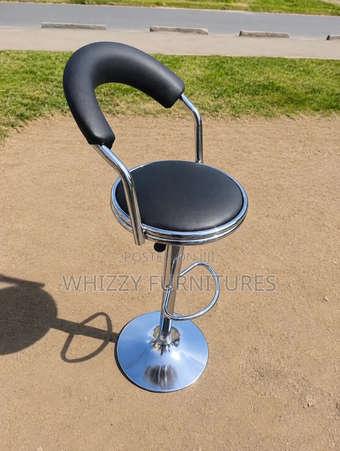 Modern Adjustable Bar Stool With Backrest – Black