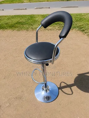 Modern Adjustable Bar Stool With Backrest – Black