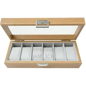 Elegant Bamboo 6-Slot Watch Organizer Box –Pm