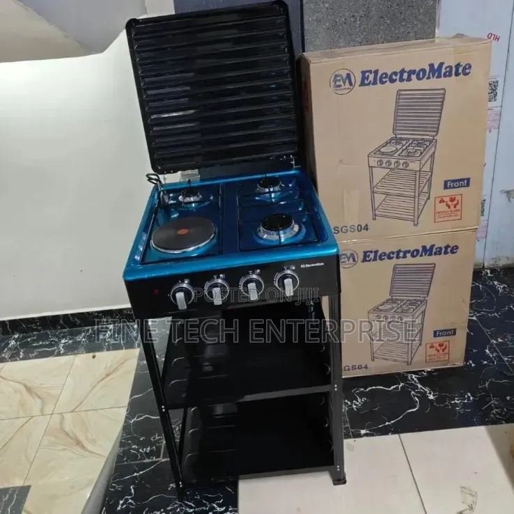 Electromate Free Standing 3 Gas Burner +1 Electric With Shelves