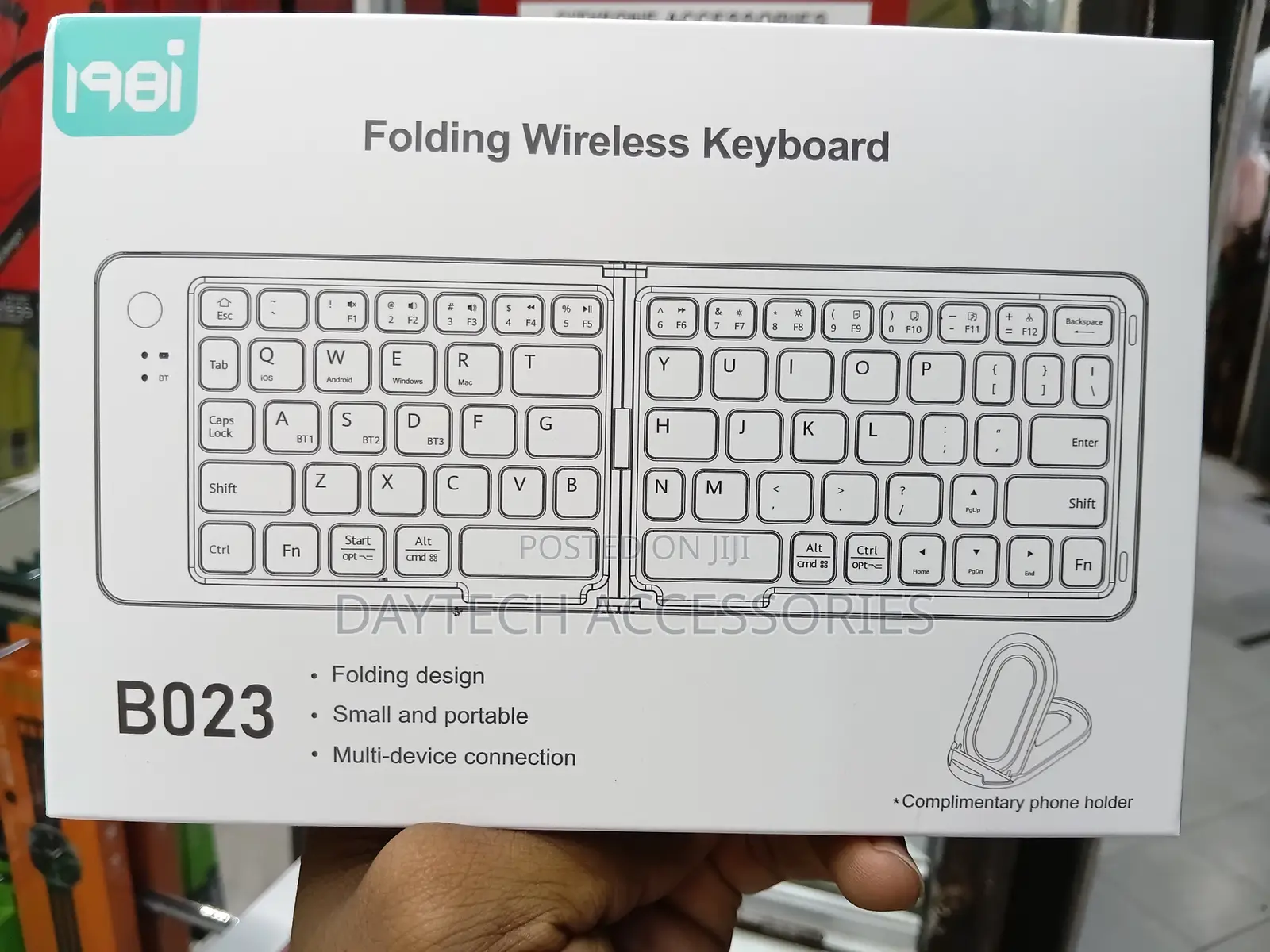 B023 11-Inch Foldable Bluetooth Keyboard - Black
