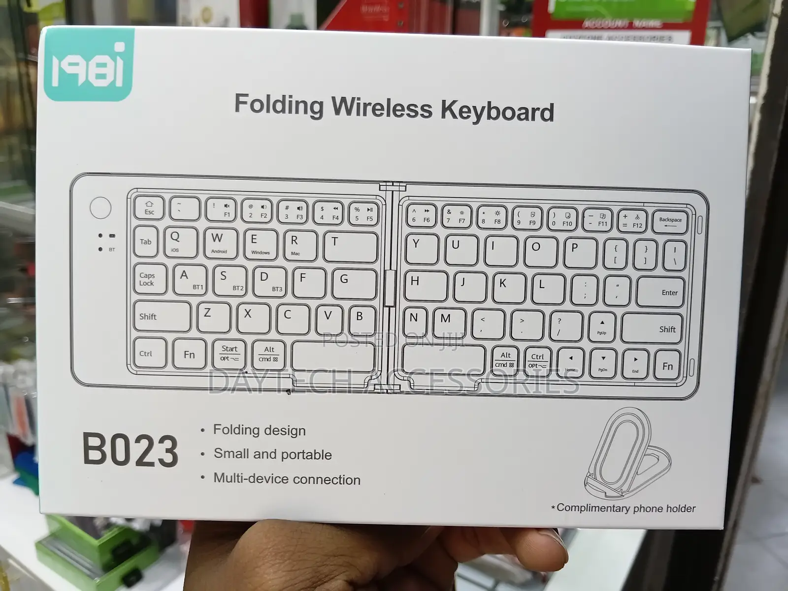 B023 11-Inch Foldable Bluetooth Keyboard - Black