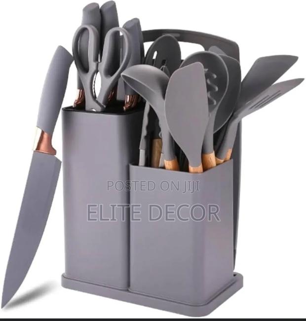 19-Piece Silicone Kitchen Utensil Set With Knives Chopping Board - thumbnail 6