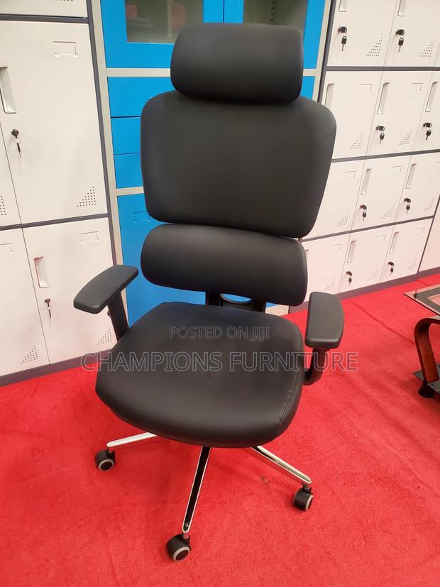 Black Orthopedic Leather Office Chair