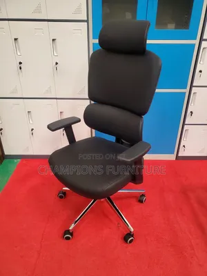 Black Orthopedic Leather Office Chair