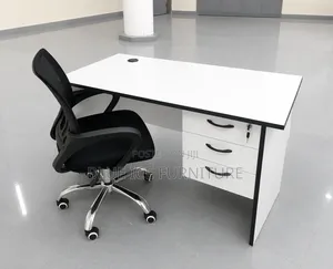 Modern Office Desk With 3 Lockable Drawer Ergonomic Mesh Ofgi Chair