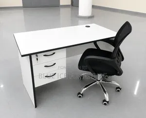 Modern Office Desk With 3 Lockable Drawer Ergonomic Mesh Ofgi Chair