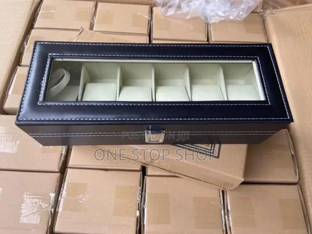 6-Slot Faux Leather Watch Organizer and Display Box