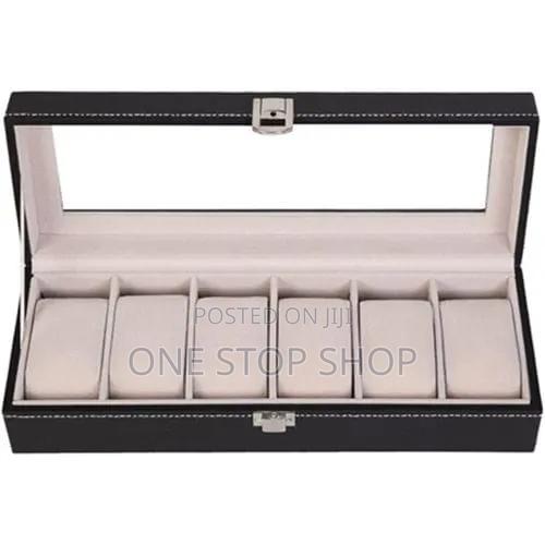 Premium Black Synthetic Pu Leather Wrist Watches Organizer Box