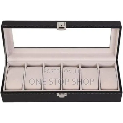 Premium Black Synthetic Pu Leather Wrist Watches Organizer Box