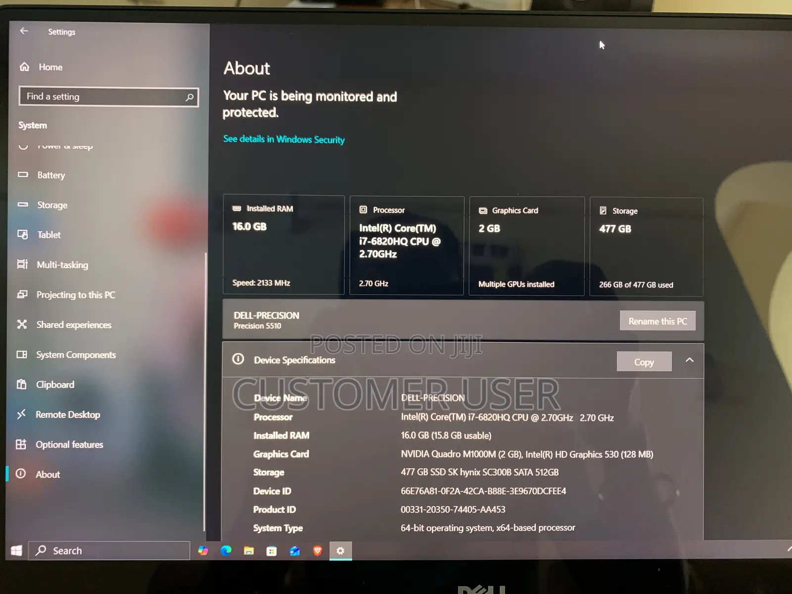 Laptop Dell Precision 5510 16GB Intel Core i7 SSD 512GB