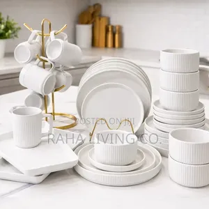 32pc Matte Marble Stoneware Dinner Set | Black White