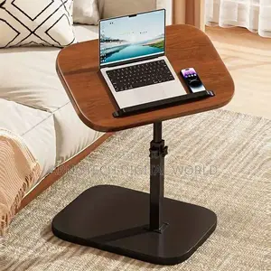 Adjustable Height C Shaped Side Table, 360°Swivel Flip Top