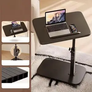 Adjustable Height C Shaped Side Table, 360°Swivel Flip Top
