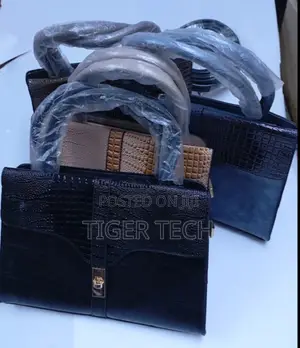 Black, Beige/Tan, and Dark Grey Elegant Crocodile Embossed Design Bag