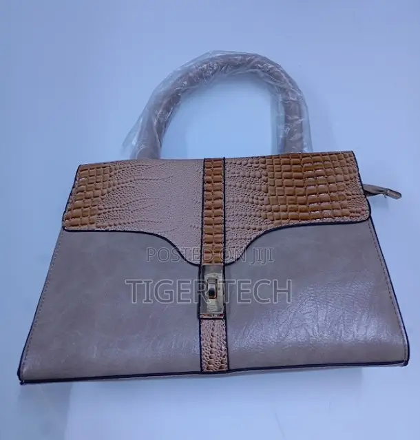 Beige/Tan Smooth Leather Women's Structured Handbag