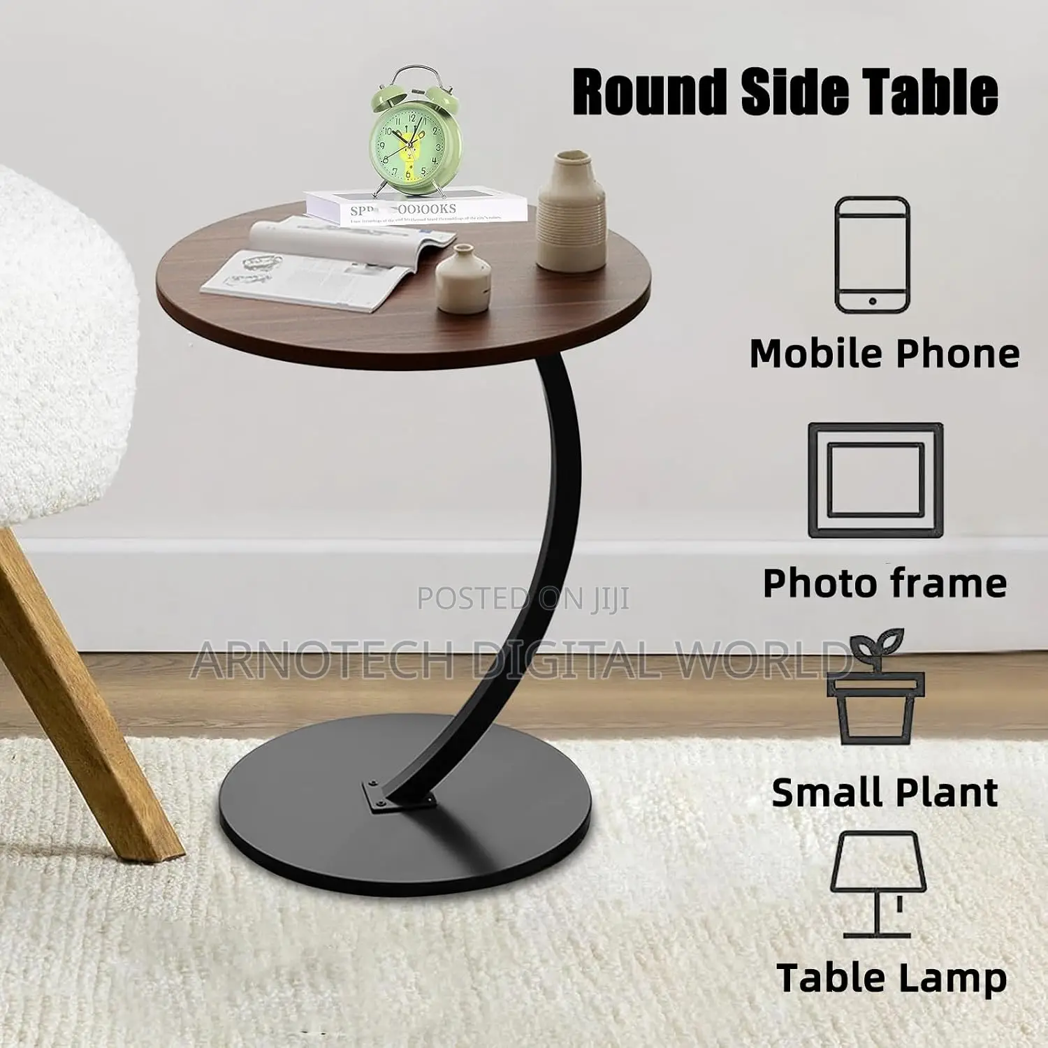 Rustic Wooden Round Coffee Table for Small Spaces