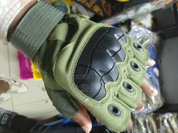 Jungle Green Half Fingers Biker Gloves