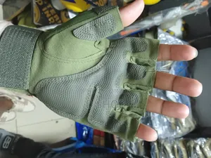 Jungle Green Half Fingers Biker Gloves