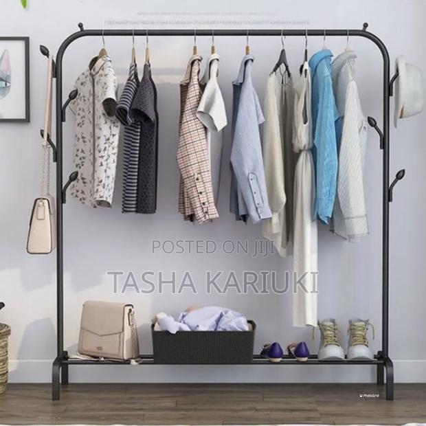 Single Pole Cloth Drying Rack With Under Shoe Rack