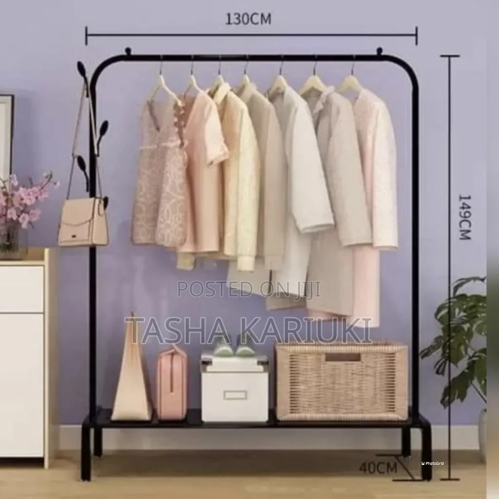 Single Pole Cloth Drying Rack With Under Shoe Rack