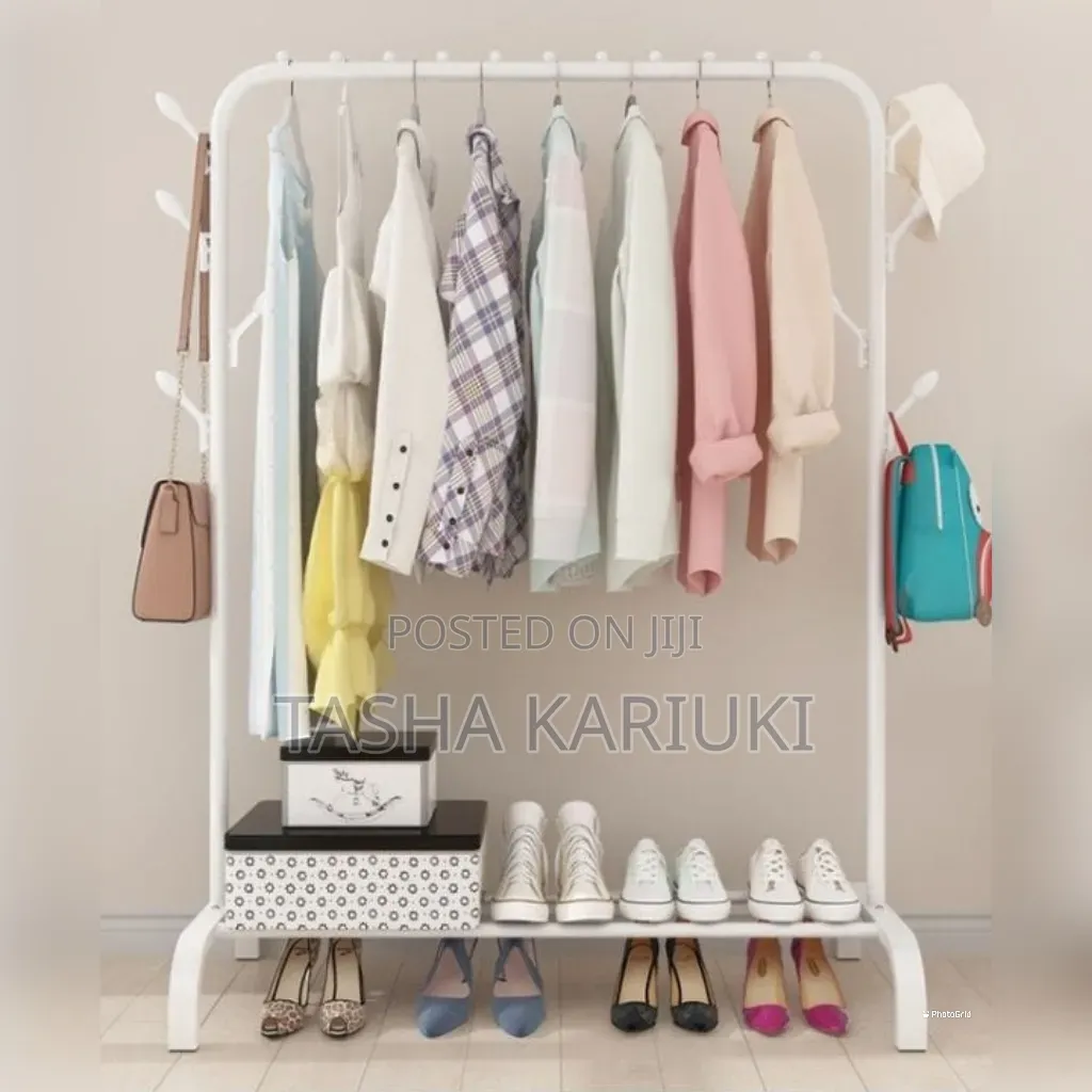 Single Pole Cloth Rack With Under Shoe Rack