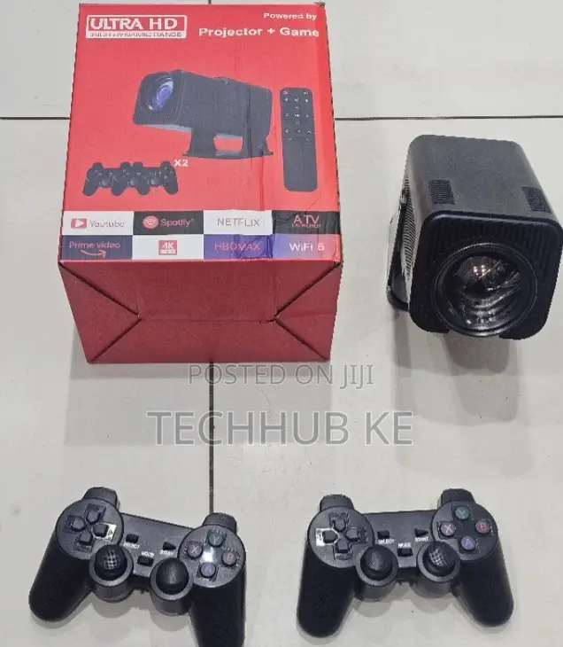 2-in-1 Hy320 Smart Portable Projector Games Console+ 2 Gaming Pads