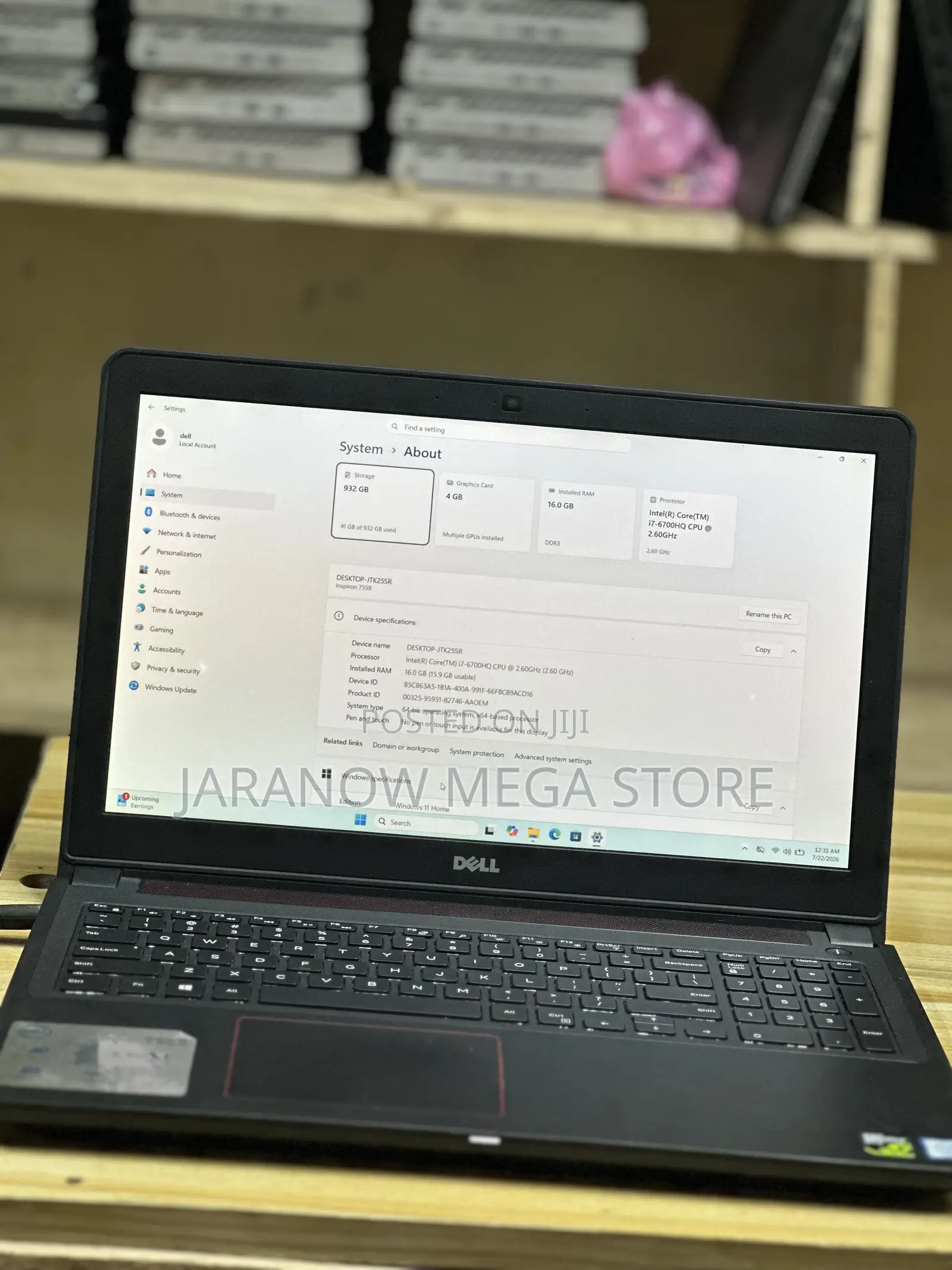 Laptop Dell Inspiron 7566 16GB Intel Core i7 SSD 1T