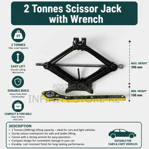 Heavy Duty 2 Ton Scissor Jack Wrench Set – Compact Car Lifting Tool