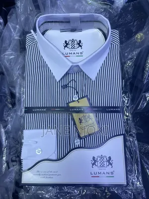 Strippes Shirt With Plain White Collar