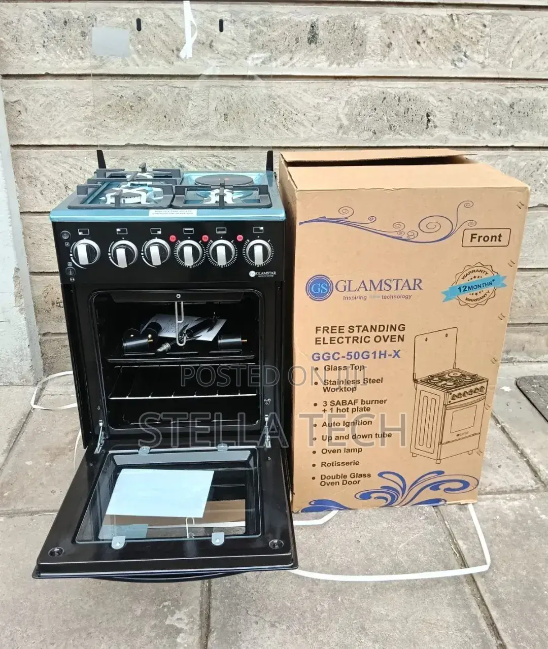 Glamstar Black 50×55 Standing 3+1 Cooker