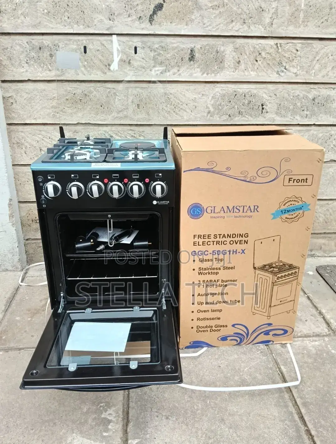 Glamstar Black 50×55 Standing 3+1 Cooker