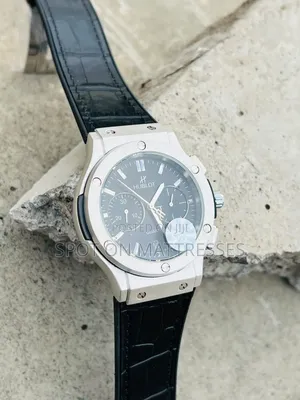 Hublot Geneve Chronograph Watch. Available in Grey and Black.