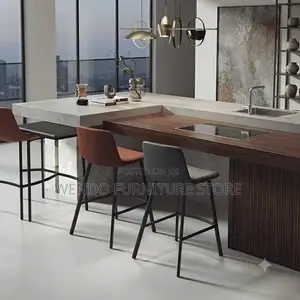 Barstools; Non Swivel Home Barstool With Leather Seat Cushion