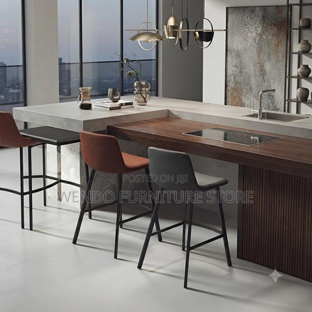 Barstools; Non Swivel Home Barstool With Leather Seat Cushion