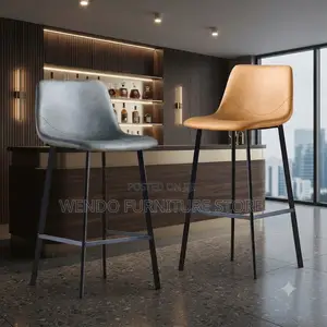 Barstools; Non Swivel Home Barstool With Leather Seat Cushion