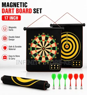 17" Magnetic Dart Board Game Set With 6 Safety Magnetic Darts