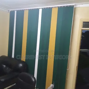 Green, White and Yellow Sluts for Vertical Office Window Blinds