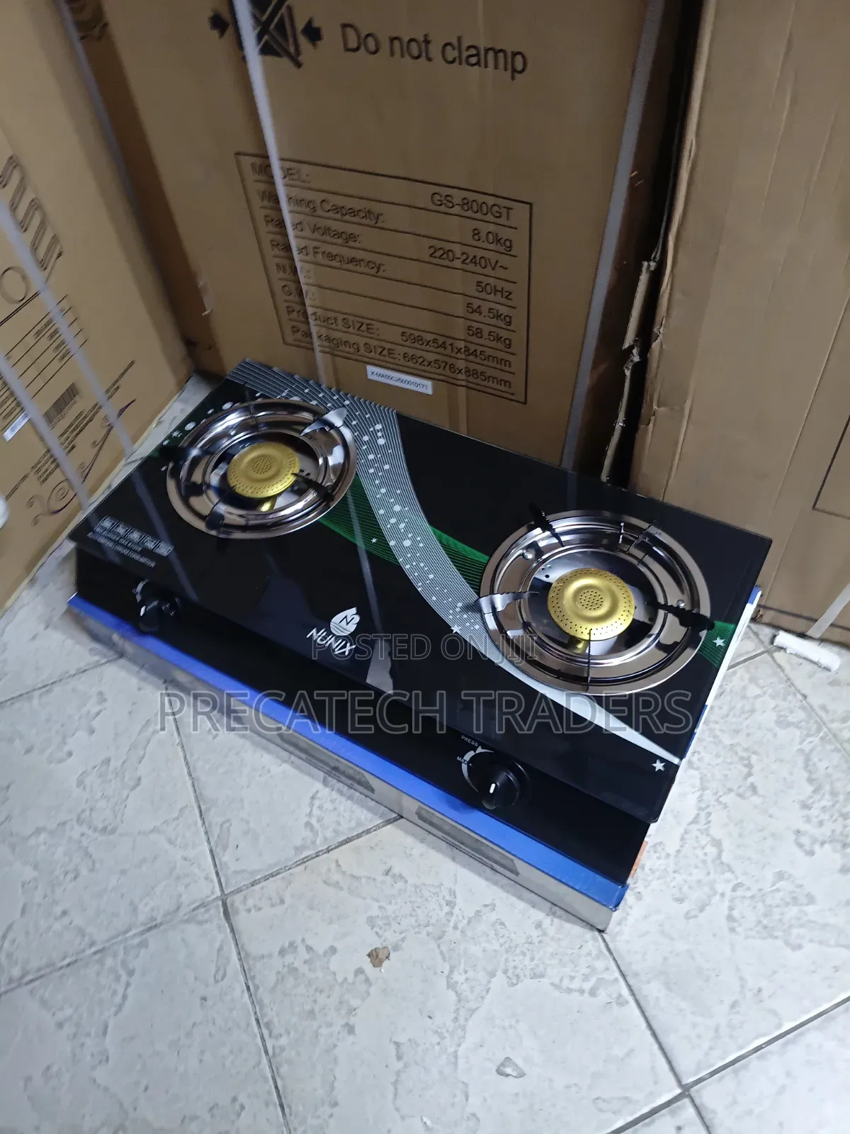 Nunix Double Burner Glass Top Gas Cooker