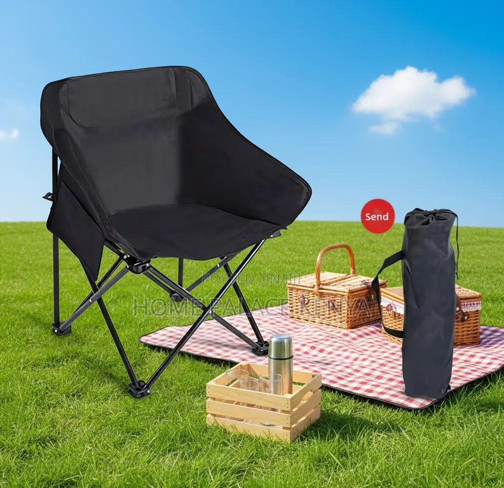 Camping Chair: Durable Black Low Mid Back Hiking Chair